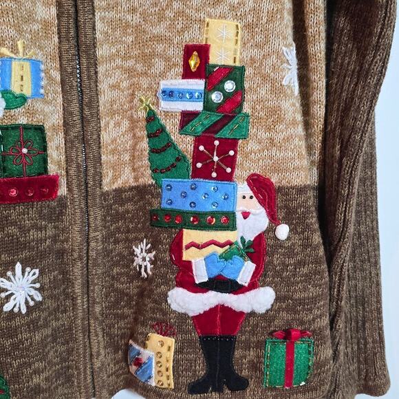 VTG Tiara Christmas Sweater Cardigan Tacky Medium Holiday Ugly Christmas Sweater - Picture 5 of 10